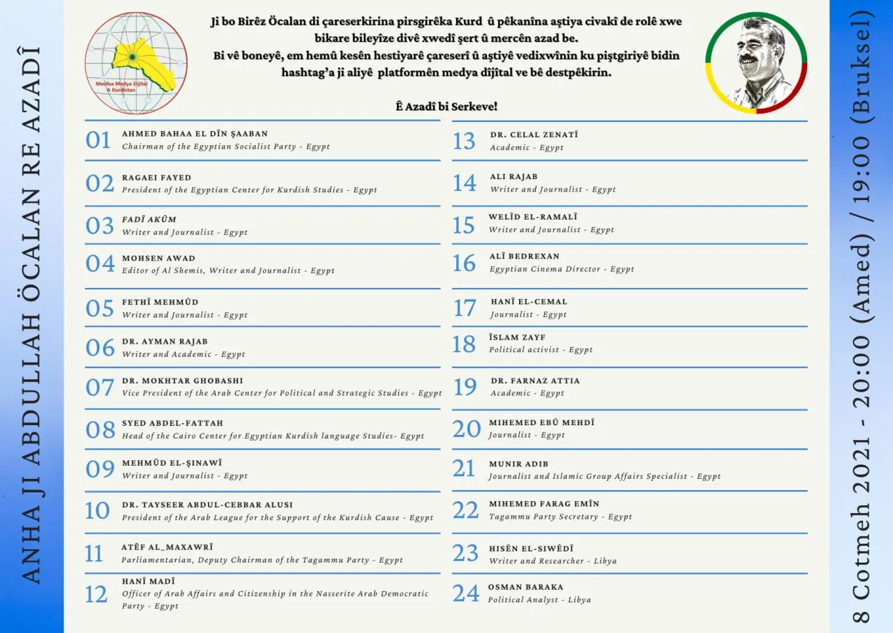 24 kesayetên ji Misir û Lîbyayê banga beşdariya kampanyaya Meclisa Medya Dîjîtal a Kurdistanê kir