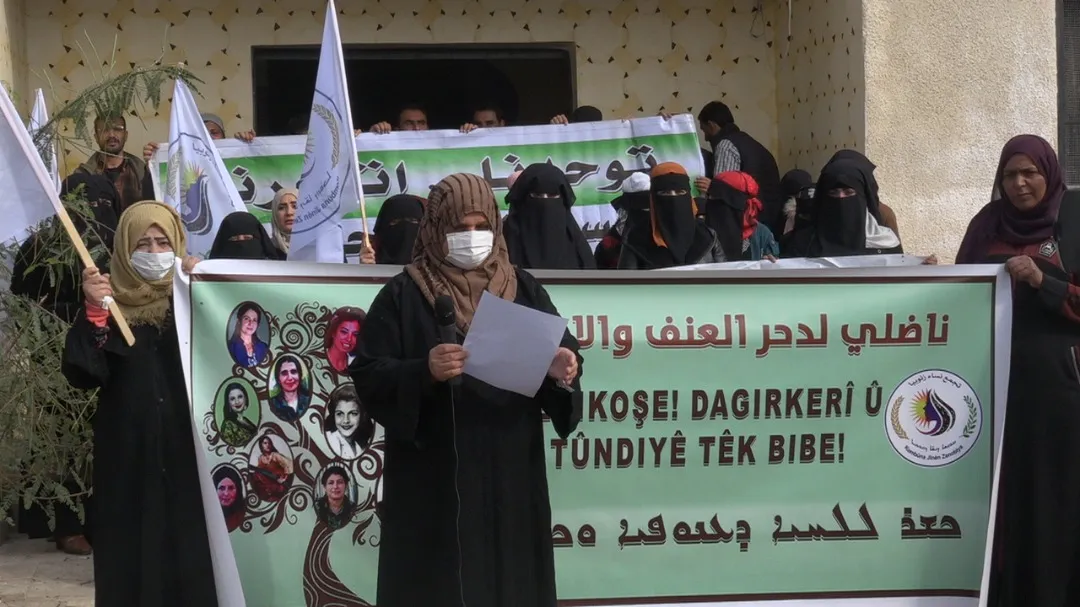 Di çalakiyên 25'ê Mijdarê de ji bo jinên li herêmên dagirkirî bang hate kirin