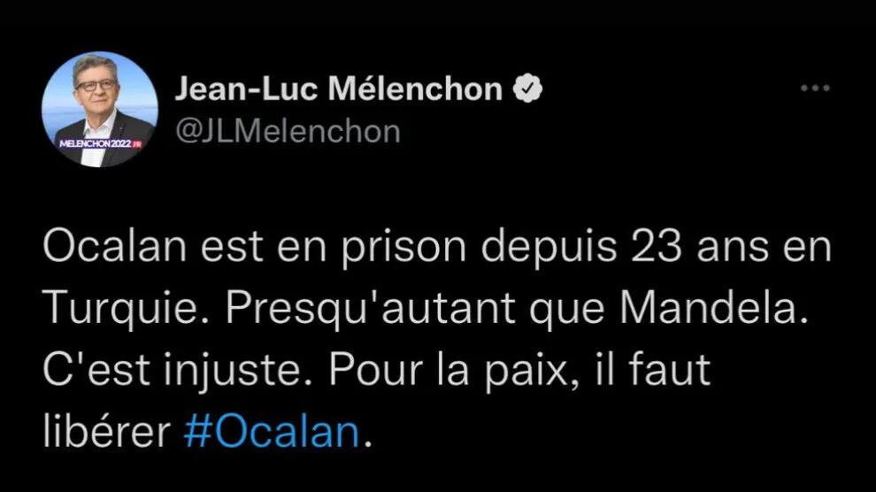 Melenchon: Ji bo aştiyê pêwîst e Abdullah Ocalan were azadkirin