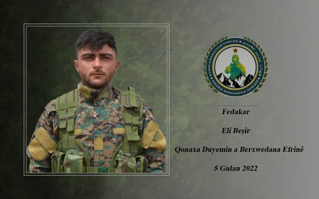 HRE`yê şehadeta şervanekî xwe ragihand