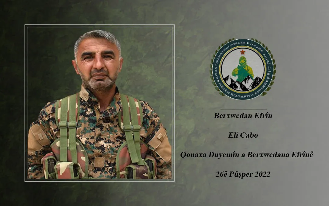 Hêzên Rizgariya Efrînê şehadeta şervanekî ragihand
