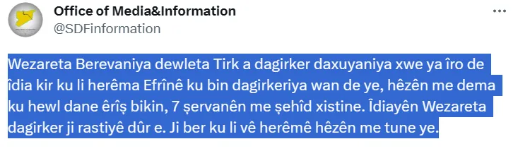 QSD: Îdiayên dewleta Tirk a dagirker ne rast in