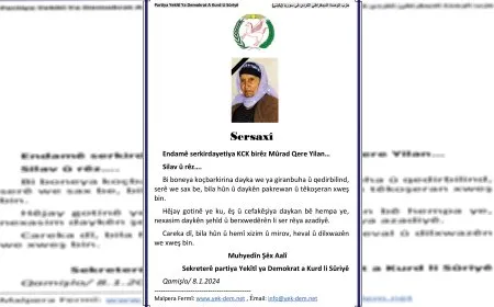 PYDKS’ê ji ber wefata dayika Hedla Karayilan peyama sersaxiyê da