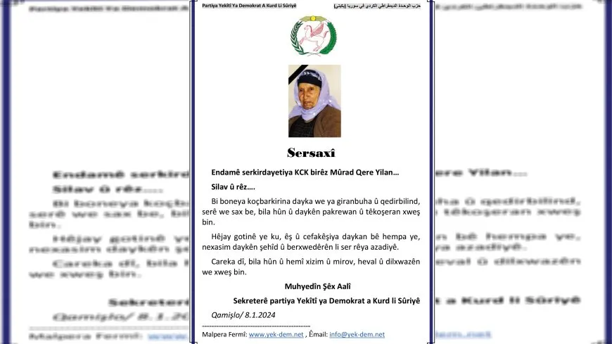 PYDKS’ê ji ber wefata dayika Hedla Karayilan peyama sersaxiyê da