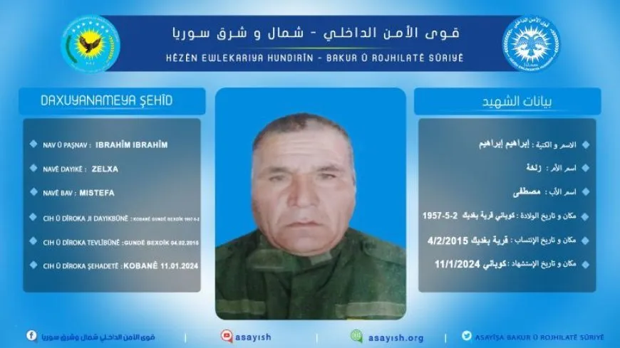 Endamekî Hêzên Ewlekariya Hundirîn şehîd bû