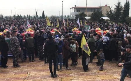 Merasîma oxirkirina 5 şehîdên QSD`ê li Hesekê dest pê kir