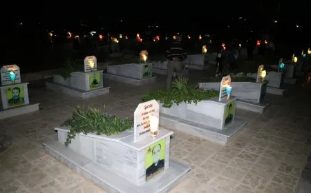 Mala Êzidiyan a Helebê mûm li ser gorên şehîdan pêxistin