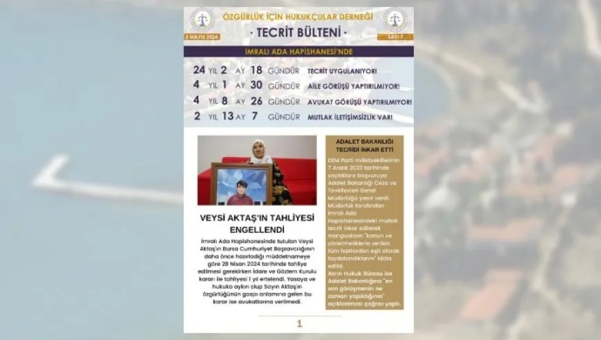 Bultena Tecrîdê: 2 sal 13 meh û 7 roj in ‘Tecrîdêke mûtleq’ heye
