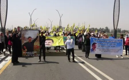 Xelkê Minbic û Reqayê ji bo Rêber Abdullah Ocalan meşiyan