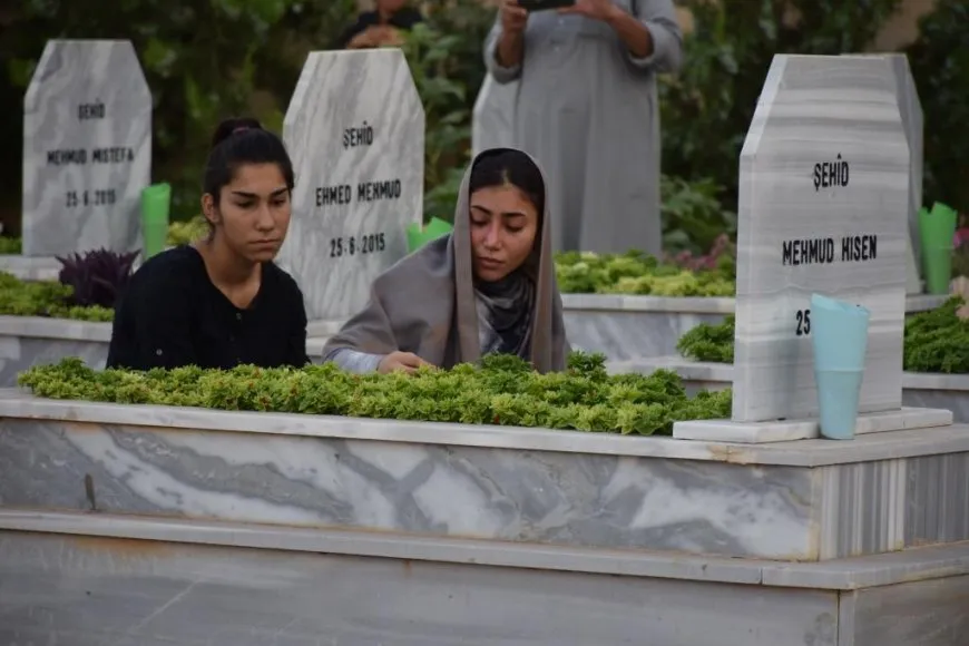Şehîdên komkujiya Kobanê li ser gorên xwe hatin bibîranîn