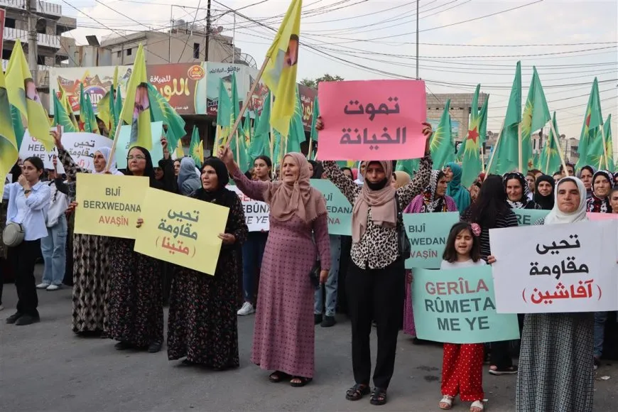 Xelkê Qamişlo li dijî êrişan meşeke girseyî li dar xist
