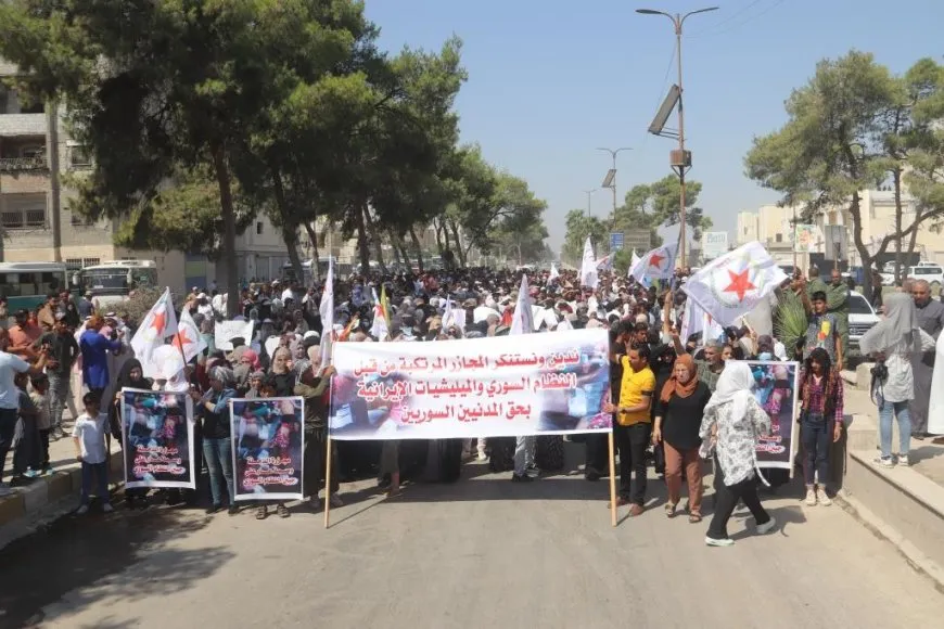 Li Reqayê meşa li dijî komkujiya hikumeta Şamê
