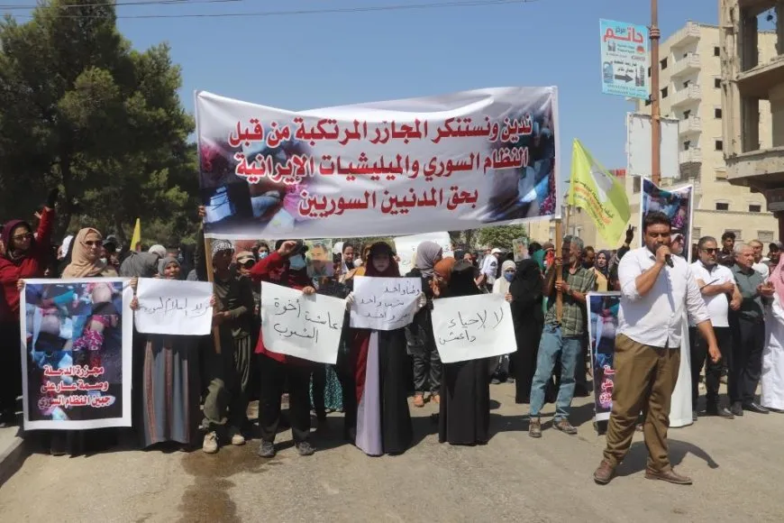 Li Reqayê meşa li dijî komkujiya hikumeta Şamê