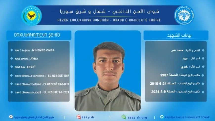 Endamekî Hêzên Ewlekariya Hundirîn şehîd bû