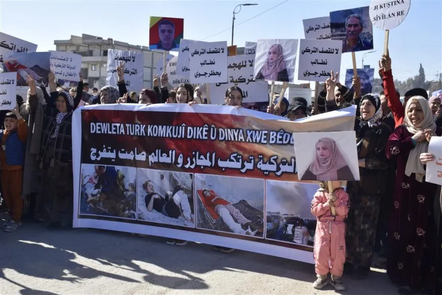 Şêniyên Hesekê li dijî êrişan meşiyan