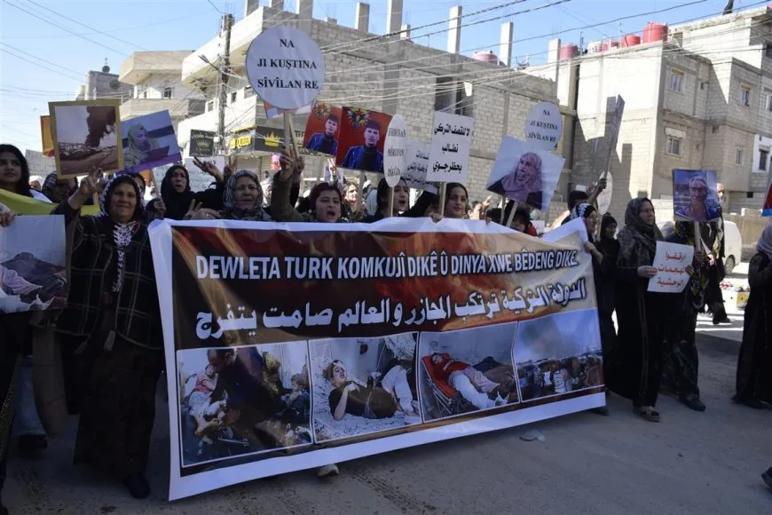 Şêniyên Hesekê li dijî êrişan meşiyan