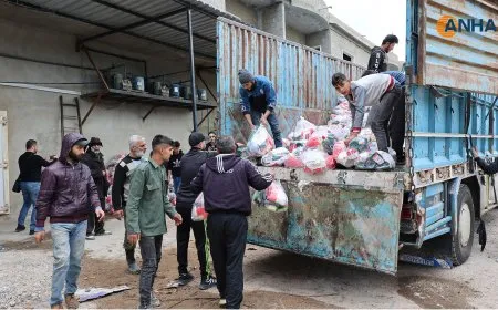 8 hezar û 500 paketên alîkariyê û 350 ton ard gihîştin perava Sûriyeyê