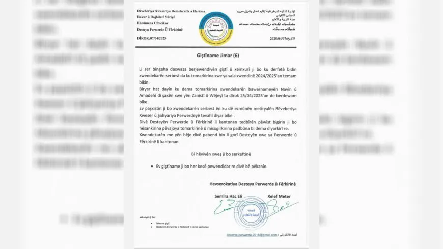 Dema tomarkirina xwendekarên serbest ên refên 9 û 12’an hat dirêjkirin
