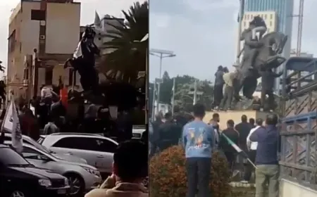 Alîgirên hikumetê hewl dan peykerê Salih El Elî li Tertûsê hilweşînin