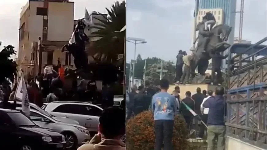 Alîgirên hikumetê hewl dan peykerê Salih El Elî li Tertûsê hilweşînin