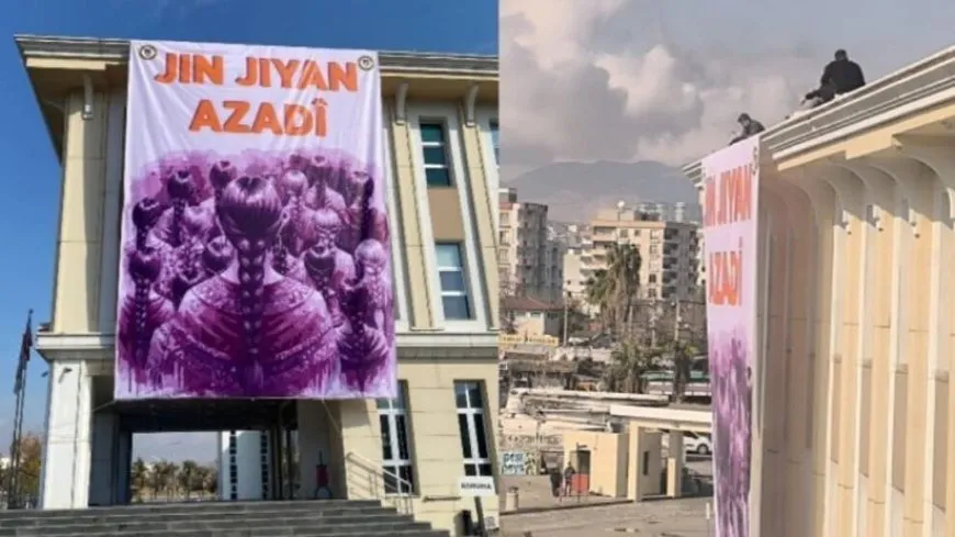 Polîsên Tirkiyê pankarta 'Jin, Jiyan, Azadî' daxistin