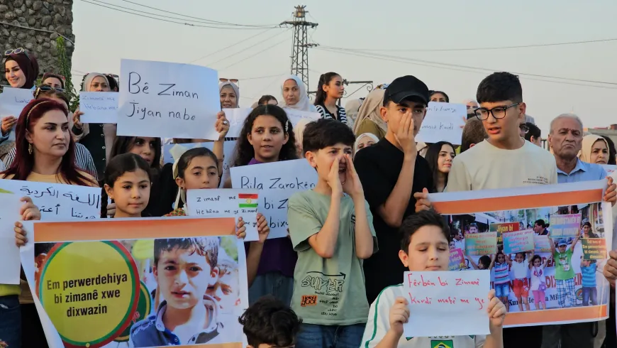 Ji bo mafê zimanê Kurdî xwepêşandan hatin lidarxistin