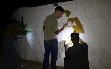 Li ser dîwarên Til Temirê wêne û nivîsên ji bo piştgiriya zimanê Kurdî