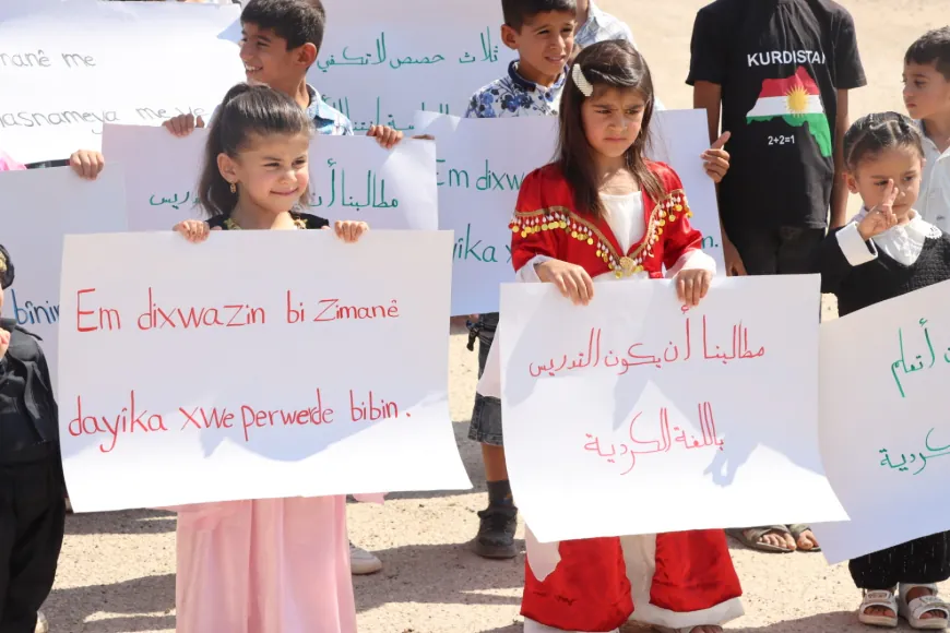 Şêniyên Qamişlo û Girkê Legê daxwaza perwerdeya bi zimanê Kurdî kirin 