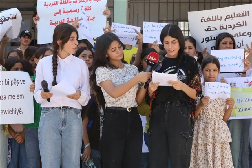 Xwendekar û mamosteyan daxwaza zimanê kurdî kir