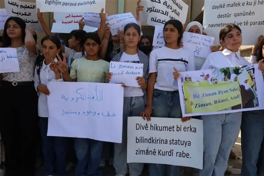 Xwendekar û mamosteyan daxwaza zimanê kurdî kir