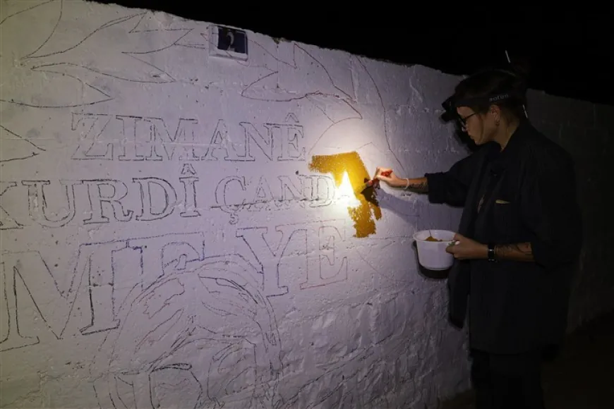 Li ser dîwarên Til Temirê wêne û nivîsên ji bo piştgiriya zimanê Kurdî