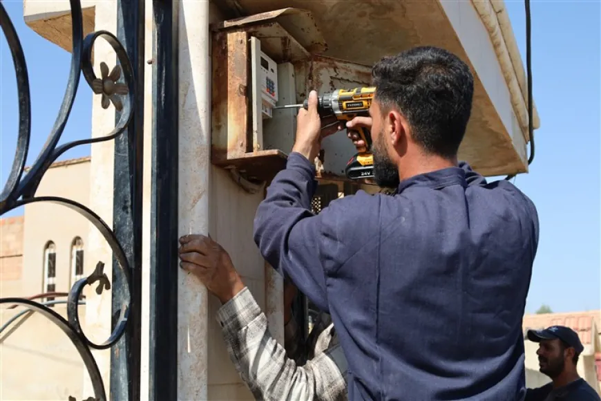 Li Hesekê û Til Temir dest bi danîna saetên elektirîkê hat kirin