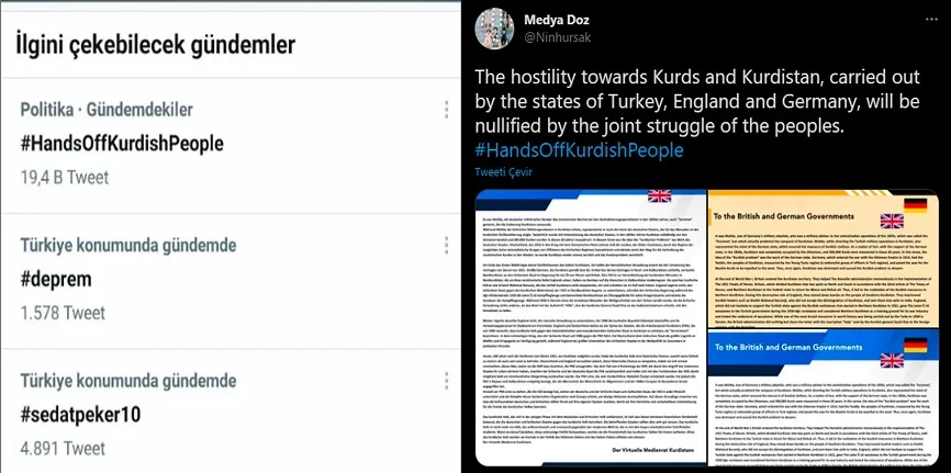 Хэштег #HandsOffKurdishPeople занял первое место в Германии и Турции