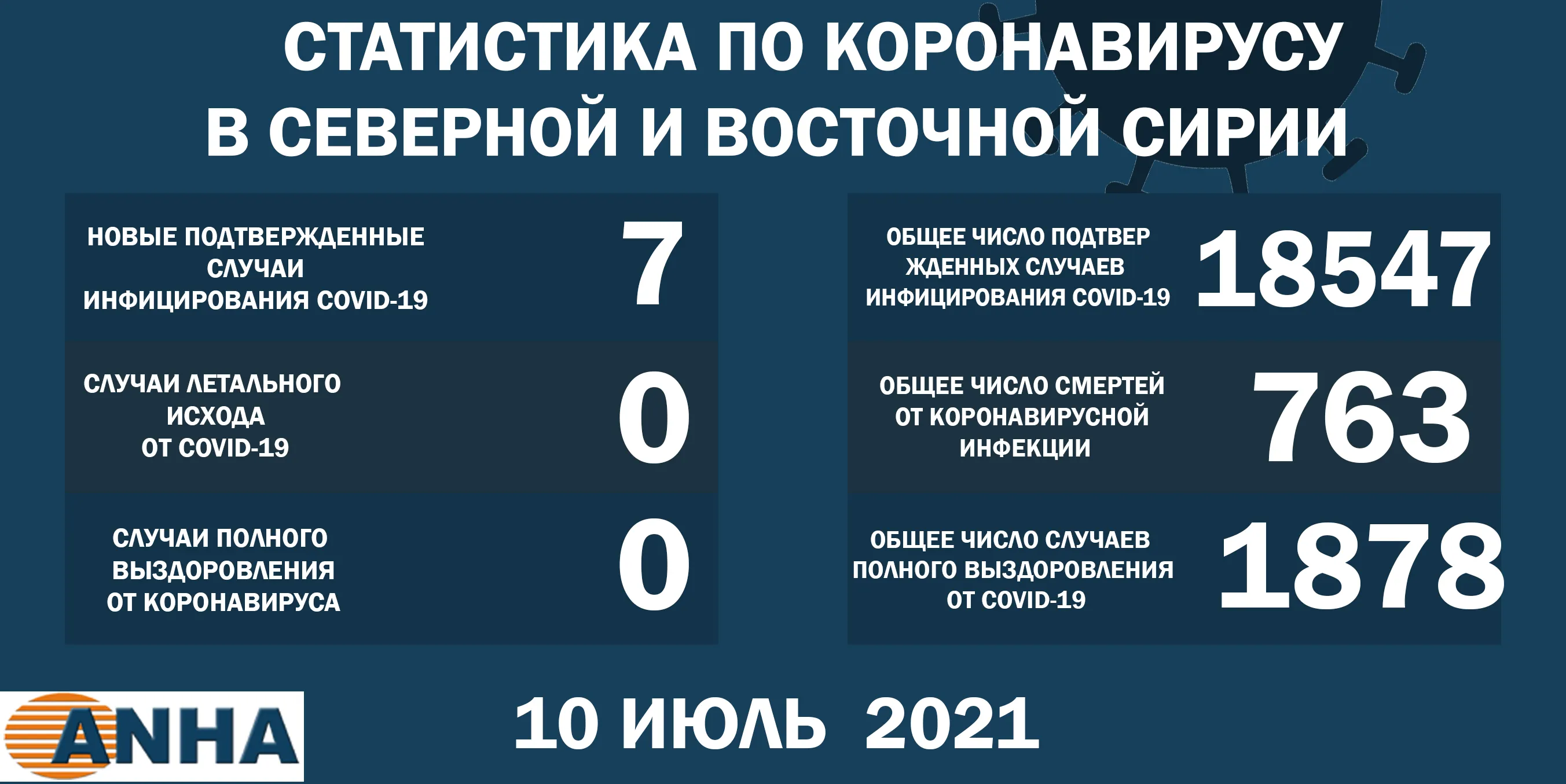 ​​​​​​​ В северо-восточной Сирии выявлено 7 новых случаев заражения COVID-19