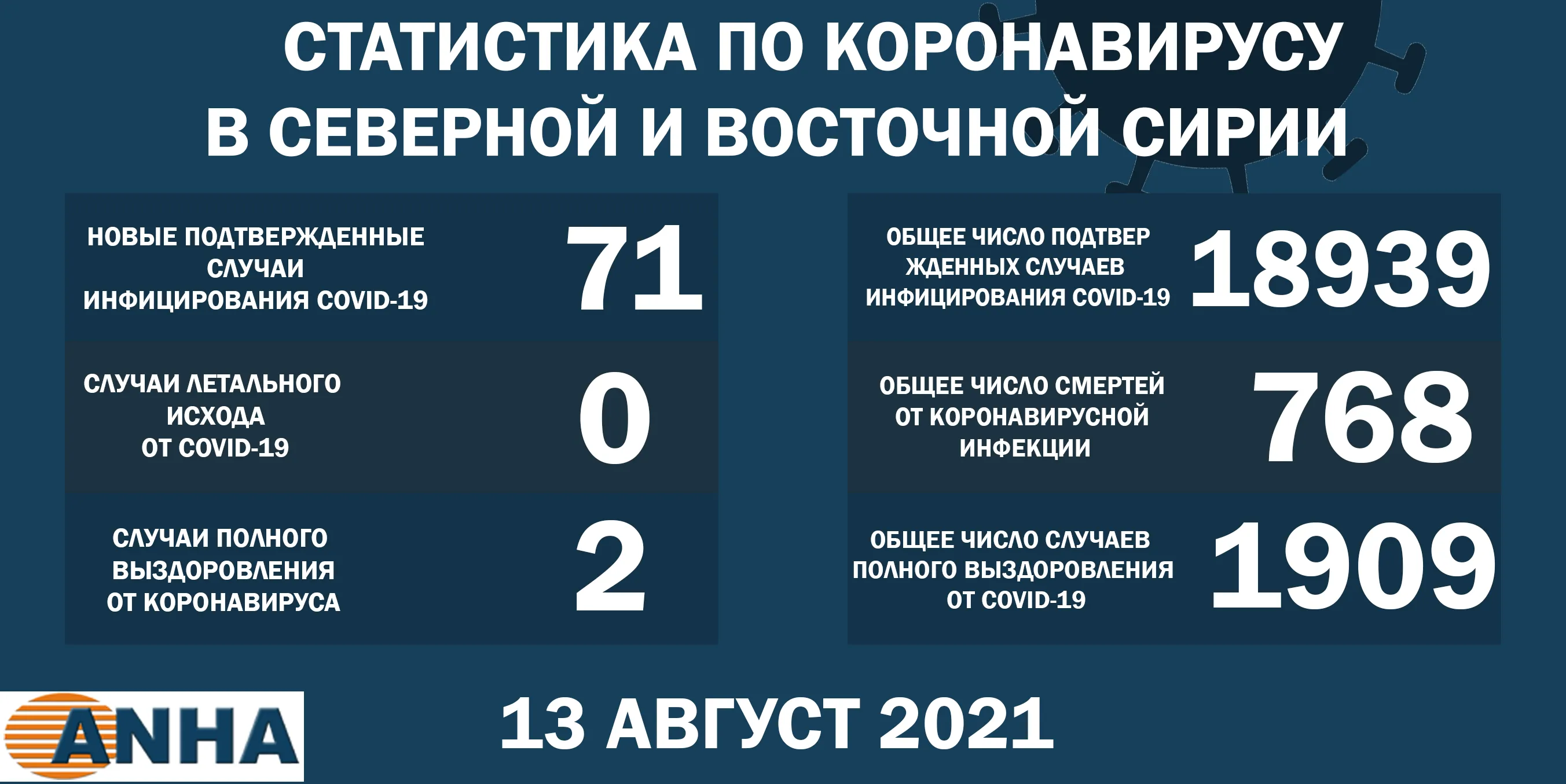 ​​​​​​​ В северо-восточной Сирии выявили 71 новый случай заражения COVID-19