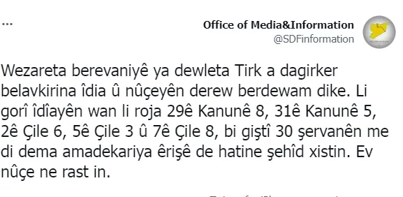 СДС опровергли утверждения Минобороны Турции
