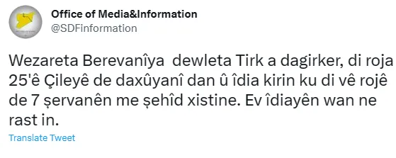 СДС: Министерство обороны Турции лжет
