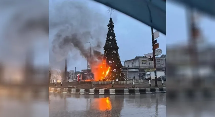 Демонстрации в Дамаске в знак протеста против поджога рождественской елки в Хаме