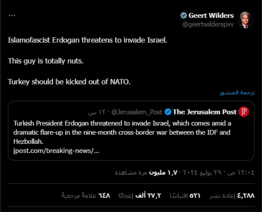Geert Wilders: Türkiye NATO’dan atılmalı